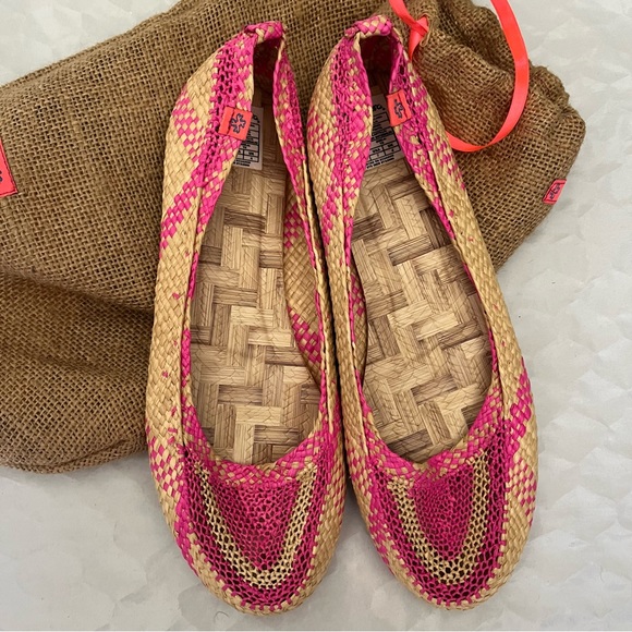 Brand New Flats Handcrafted Lightweight Woven Pink/Tan - Picture 2 of 6